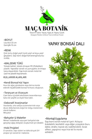 Yapay Bonsai Dalı 10 Adet Yeşil