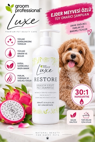 Groom Professional Luxe Ejder Meyveli Tüy Onarıcı Köpek Şampuanı 350 Ml 1:30 Konsantre
