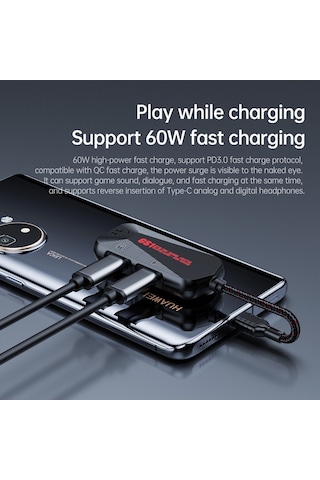 Plextone GS1 3 İn 1 Usb-c Type-c Oyun Ses 60W Hızlı Şarj Adaptörü