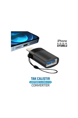 Apple Uyumlu iPhone iPad, Usb Çevirici Dönüştürücü Otg Lightning - Usb 3.0 Aktarıcı