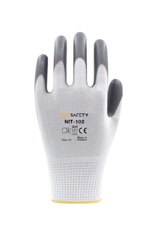 Nitril Kaplı Eldiven Gri - Beyaz No: 8 - 9 - 10 Rm Nıt-102-10