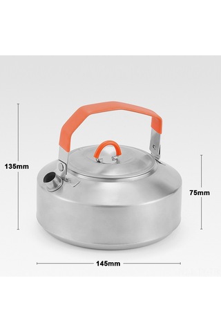 Teltree 1l Çelik Paslanmaz Kamp Çay/su Kaynatıcı, Silikon Kollü, Taşınabilir Piknik-faaliyetleri İçin Gümüş