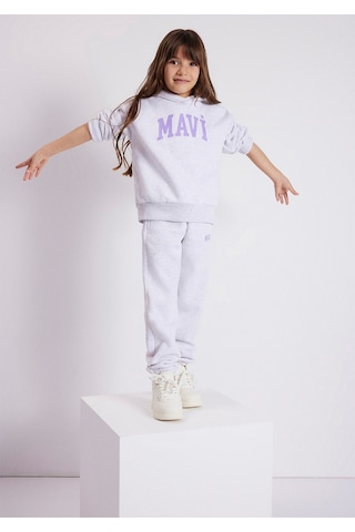 Mavi - Mavi Logo Baskılı Kapüşonlu Gri Sweatshirt 7610035-85438 Gri