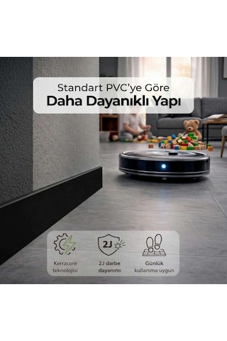 Espumo Kompozit Süpürgelik 12 cm Siyah | Suya Dayanıklı Parke Duvar Süpürgelik 2,40 m ESP506