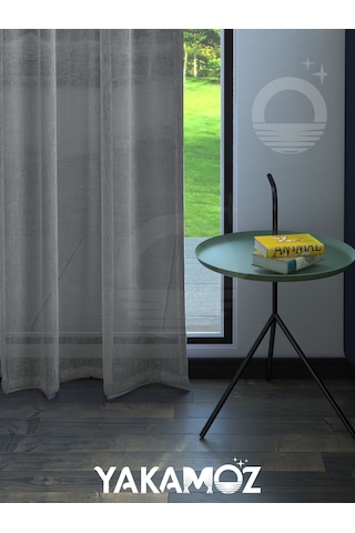 Gri Keten Görünümlü Ekstraforlu Tül Perde Linen Touch Serisi GRİ
