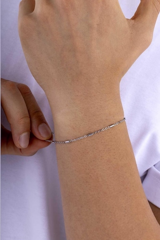 Gümüş Pazarım Silindir Geçişli Minimal Zincir Erkek Çelik Bileklik Çok Renkli