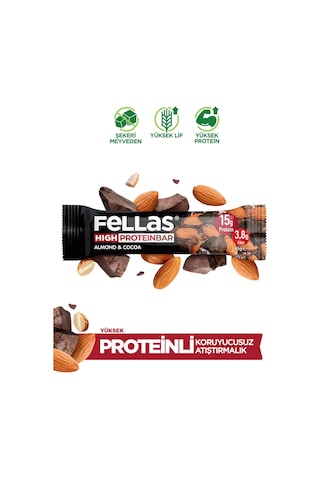 Fellas Yüksek Protein Bar - Bademli 45g x 12 Adet