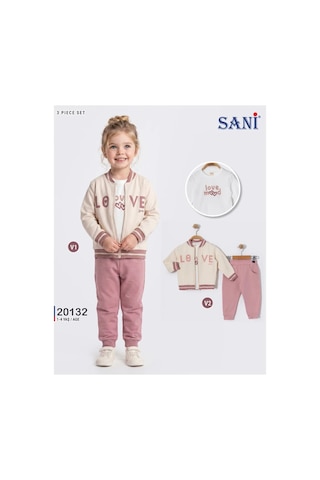 Sani Kids Sani Love 3'lü Eşofman Takımı - Krem Pembe Pudra
