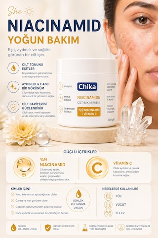 Chika Med + Niasinamid Leke Karşıtı Nemlendirici Bakım Kremi 400 Ml
