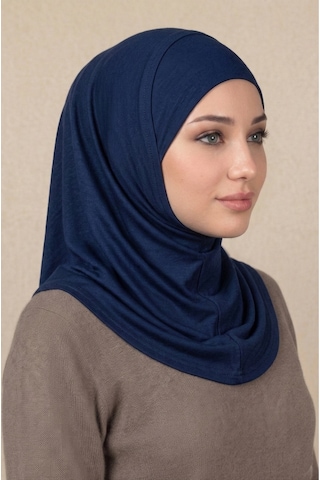 Sonbaharmoda Hazır Türban Pratik Kaymaz Tesettür Eşarp Viskon Likralı Rahat Günlük Ve Namaz İçin Hijab Lacivert