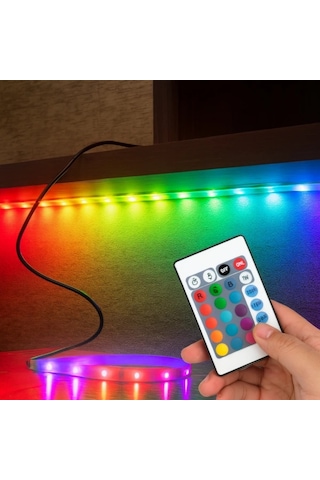 Buğz Rgb Şerit 30 Led Kumandalı Usb Bağlantılı