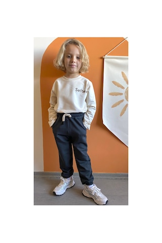 Heyadventure Erkek / Kız Çocuk Cepli Jogger Eşofman Altı Paçası Lastikli Füme Füme