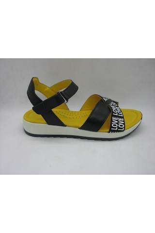 Piarmoni 494 Siyah Deri,anatomik Taban Sandalet 31-36 Siyah