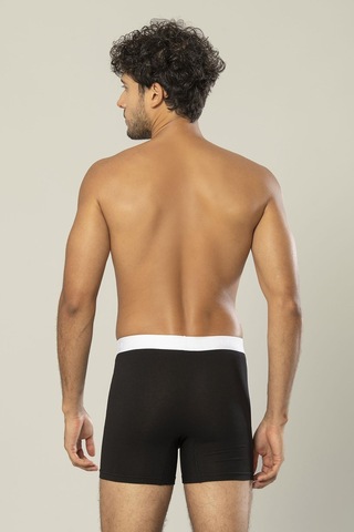 Erdem Siyah Pamuk Elastan Uzun Boxer 1417 Siyah