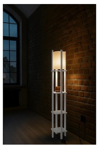 Artıled Modern Metal Gövdeli-raflı Dekoratif Ayaklı Lambader 22x22x145 Bej