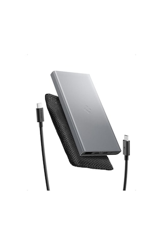 Spigen 10000 Mah Slim Alüminyum Kasa 22,5w Usb-c + Usb-a Giriş / Çıkış Hızlı Şarj 3 Portlu Powerbank / 1 Metre Type-c Harici Kablolu Taşınabilir Şarj Cihazı + Taşıma Çantası Ea2210 Gray Gri