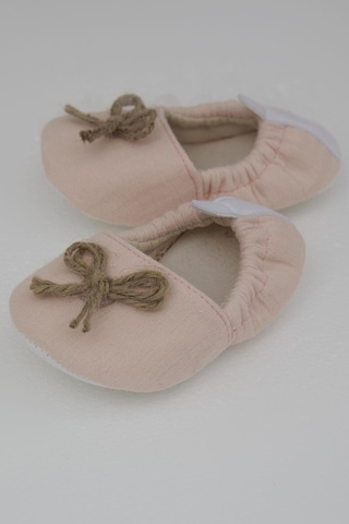 Bebiccino Kız Bebek Muslin Patik Ayakkabı Jüt İp Fiyonk Aksesuarlı 18-19 Numara, Pudra