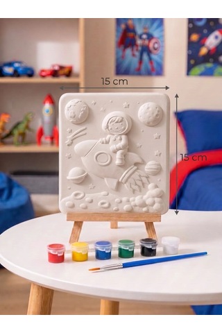 Astronot Çocuk 15x15 Taş Boyama Seti Çocuk Ve Yetişkin Hobi Seti