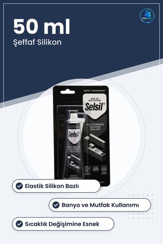 Şeffaf Genel Amaçlı Tüp Silikon 50ml Banyo Mutfak Pencere Sızdırm