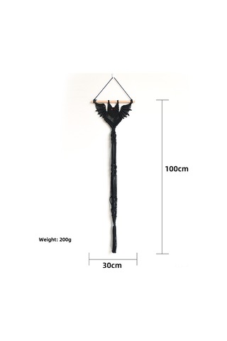 Hombey Kumaş El Dokuma Yarasa Desenli Bitki Asma Sepeti, Ev Dekorasyonu Duvar Süsüsü, Siyah Uzun Tipi Uzun Siyah