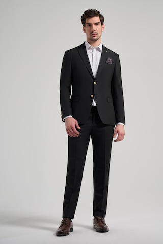 İmza Düz Bez Ayağı Mono Yaka Tam Astar Esnek 6 Drop Slim Fit Ceket 1002245903 Siyah