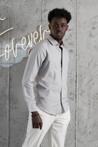 Advante Slimfit Yazlık Düz Pamuklu Gömlek Gri