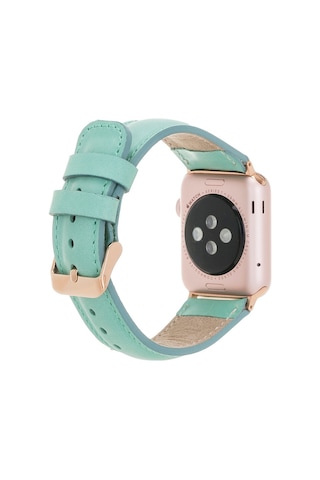Apple Watch Uyumlu Deri Kordon 42-44-45mm Brn7 Yeşil
