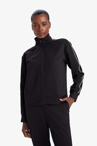 Defacto Defactofit Standart Fit Dik Yaka İçi Yumuşak Tüylü Fermuarlı Hırka F3844ax25aubk81 Siyah