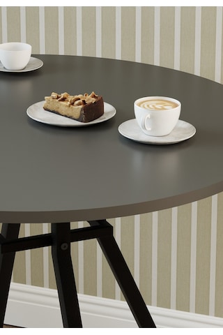 Bofigo Yuvarlak Yemek Masası 80 Cm Mutfak Masası Balkon Masası Roma Antrasit Antrasit