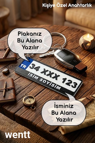 Plaka Anahtarlık Kişiye Özel İsim Ve Plaka Yazılı