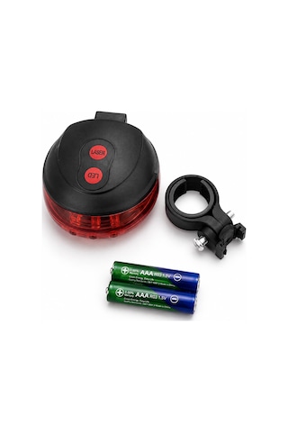 7 Fonksiyonlu Lazer Şerit Bisiklet Arka Stop Lambası 5 Led, 2 Lazer, Su Geçirmez, 260 Görünürlük Çok Renkli