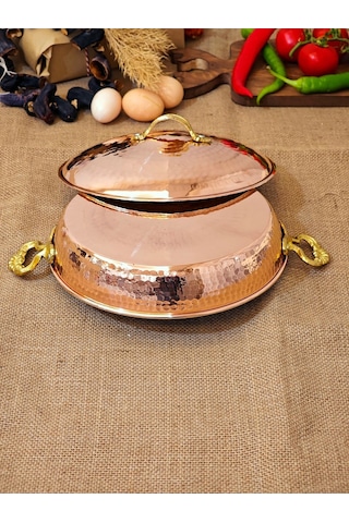 Modabakır Bakır Kapaklı Tava 20 Cm Model:5655s Bakır