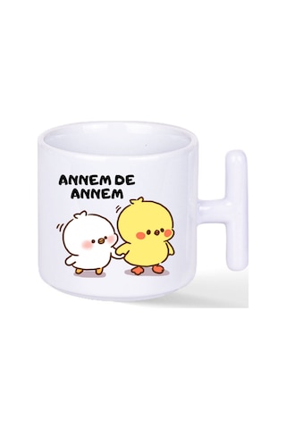 Annem De Annem Kızımda Kızım 2'li Hediye T Kulplu Bardak Beyaz