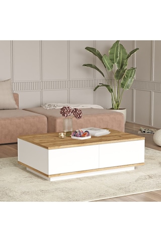 Aven Orta Sehpa 60x90cm 2 Kapaklı Çam-beyaz Ave14-aw Beyaz - Çam