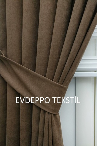 Taç Soft Kahve Fon Perde Kahverengi