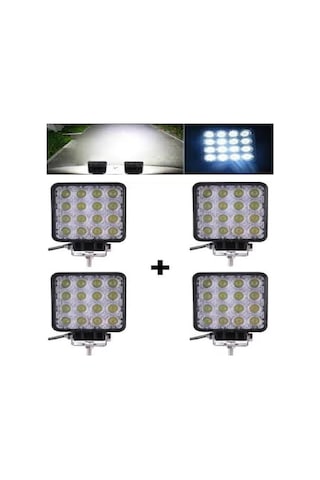 4 Adet Off Road Sis Farı - Lambası 16 Led Kare Çalışma Lambası (495172098)