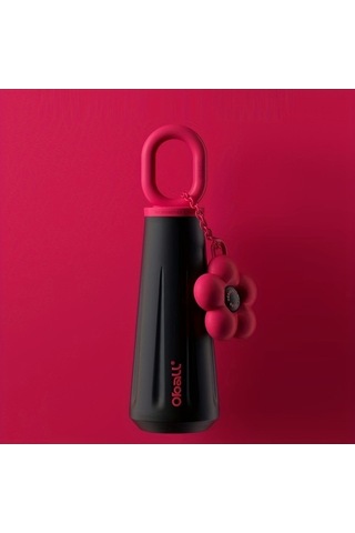 Besthome1 Paslanmaz Çelik Spor Termos Şişesi, Kulplu Yaratıcı Siyah Siyah