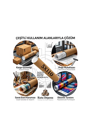 5x110 Cm Kapaklı Silindir Postüp Rulo Gönderi Kutusu 1 Adet