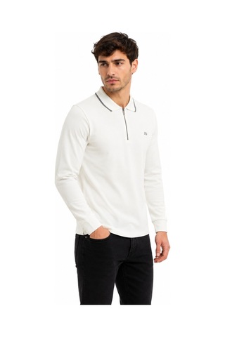 Advante Erkek Mevsimlik Spor Polo Yaka Fermuarlı Sweatshırt Bgl-st05468 Ekru