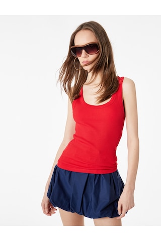 Koton Pamuklu U Yaka Slim Fit Atlet Kırmızı 6sak10269ek