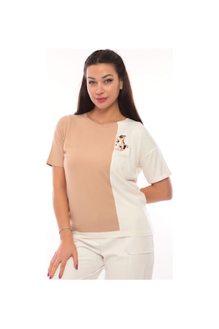 Sistas Kadın Bisiklet Yaka Kısa Kol Bluz 3049 Camel