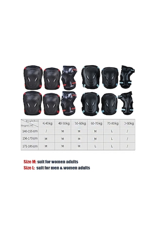 Geeksen Erkek Kadın Outdoor Spor Koruyucu Seti: 2 Dirsek 2 Diz 2 Bileklik - Ergonomik, Dayanıklı, Soluklu Kırmızı Nt-re-l Kırmızı