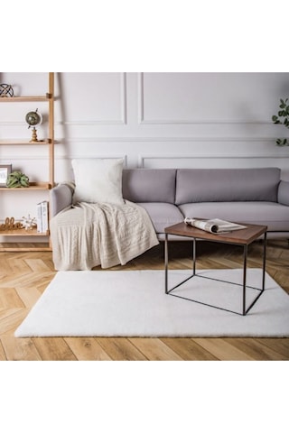 Saraz Halı Tavşan Tüyü Post Puffy Beyaz