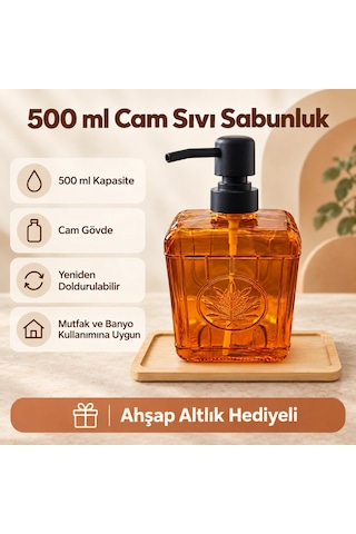 Amber Cam Sıvı Sabunluk - 500 Ml Çok Renkli Amber Cam Sıvı Sabunluk - 500 Ml Çok Renkli