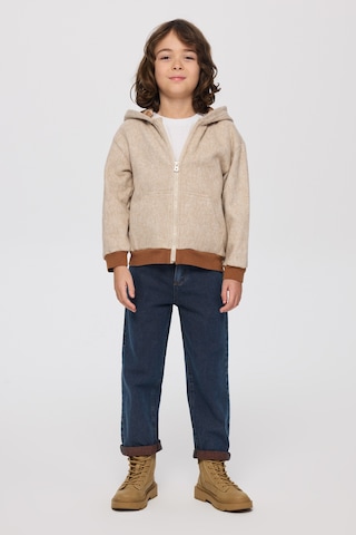 Panço Erkek Çocuk Fermuarlı Bej-melanj Sweatshirt Krem 2521BK08012