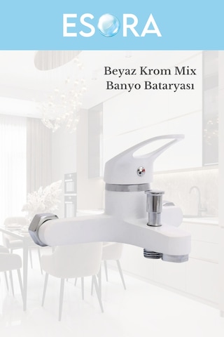 Beyaz Krom Mix Banyo Bataryası