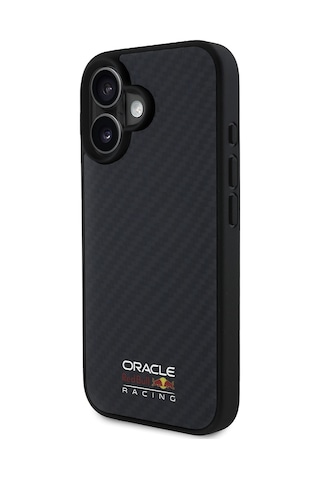 Apple Uyumlu iPhone 16 Kılıf Redbull Lisanslı Magsafe Karbon Fiber Tasarımlı Parlayan Logolu Kapak Siyah