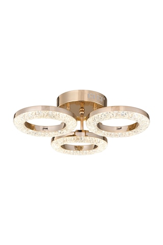 Oylum 3'lü Gold 24 Watt Kristalli Koridor Salon Led Plafonyer Avize Gold