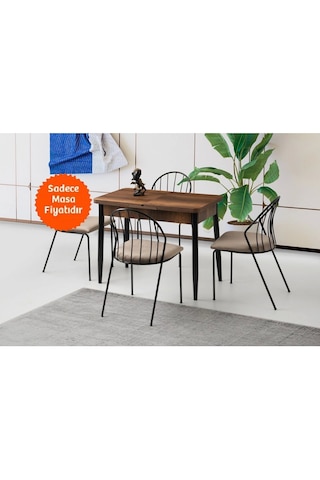 Milano Ortadan Açılır Büyüyen Ahşap Yemek Masası Ceviz 60x100cm
