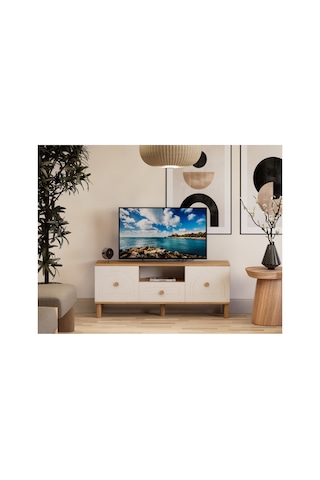 Tamamı Mdf Bohem Tv Ünitesi 150 Cm Safir Meşe Sepet Kahverengi